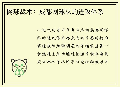 网球战术：成都网球队的进攻体系